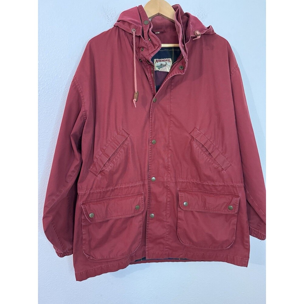 Vintage Adirondack Barn Coat Jacket Mens XL Red Flannel Lined Field Chore